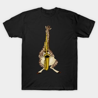 Giraffe Playing Saxophone Jazz Lovers Gift T-Shirt